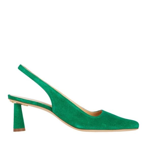 BY FAR Diana Suede Slingback Pumps Size 8 Kelly Green - Picture 5 of 11